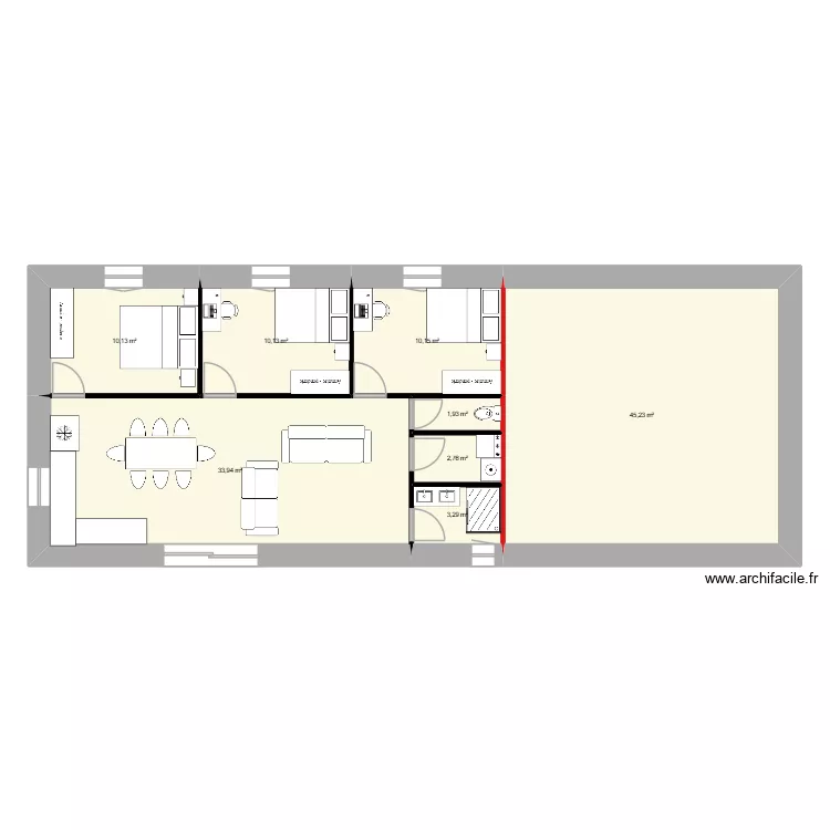 Maison 120m2. Plan de 8  et 118 m²