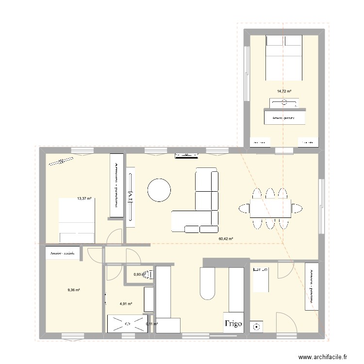 Maison Loubeyrat. Plan de 7 pièces et 104 m2