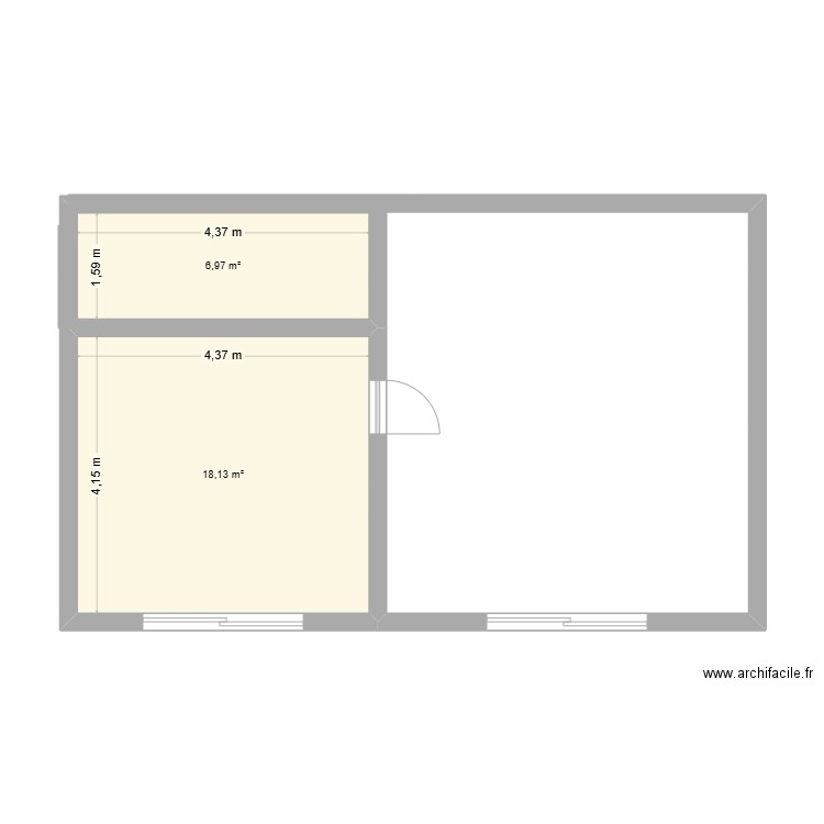 Maison Thailande. Plan de 2 pièces et 25 m2