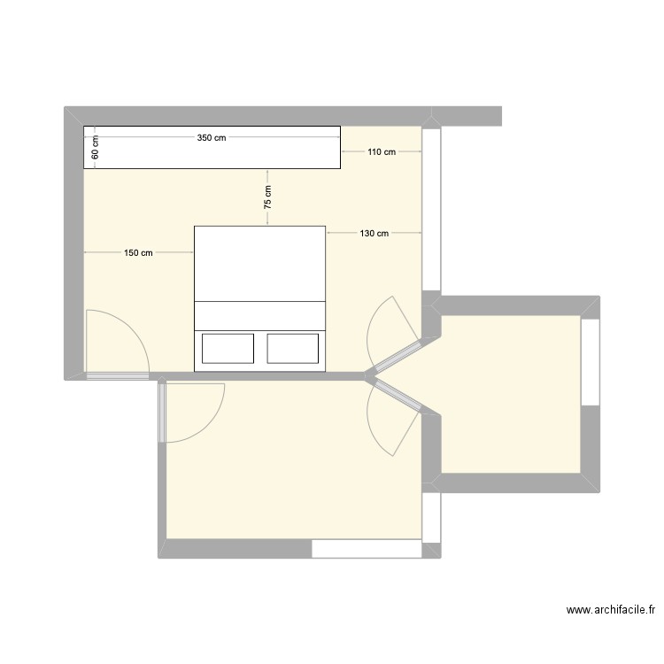 Lartigue 102 Chambres 1 et 2 V3. Plan de 3 pièces et 27 m2