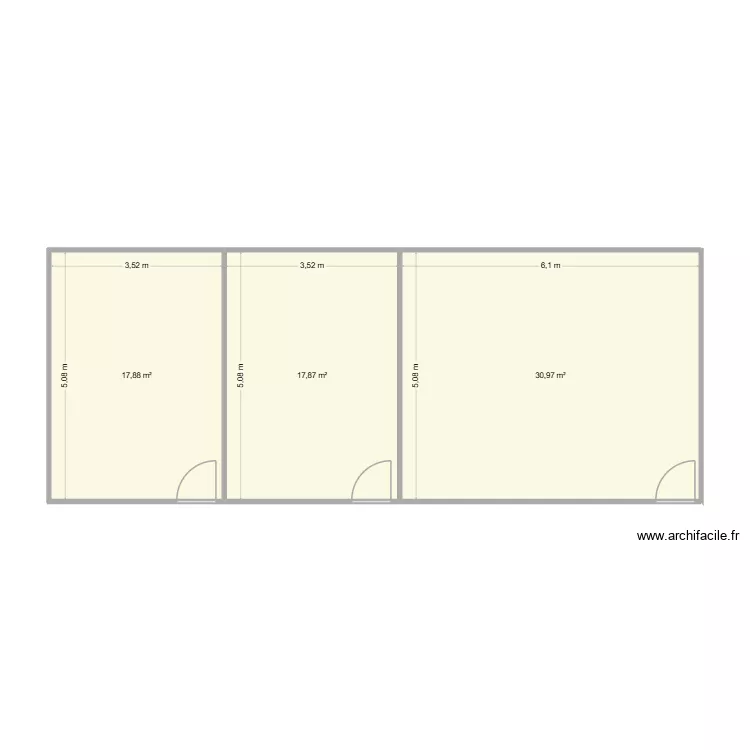 BUREAU 3. Plan de 3  et 67 m²