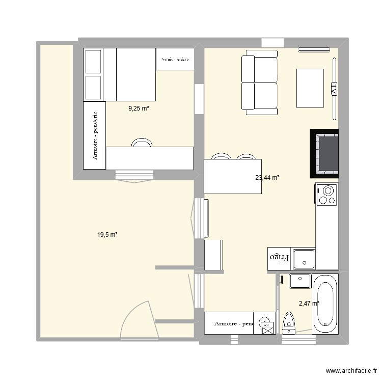 Maison colombesss. Plan de 4 pièces et 55 m2