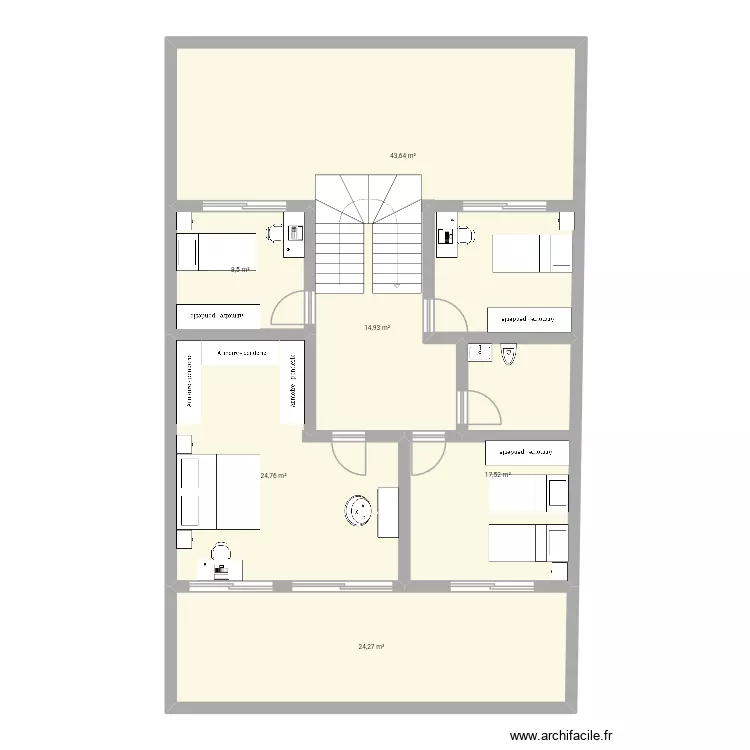 Etage 568 v2. Plan de 6  et 134 m²