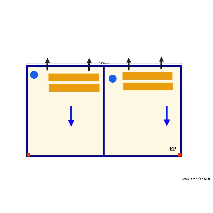 Dvir. Plan de 2 pièces et 19 m2