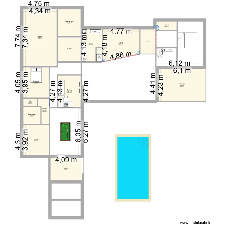 Rude des vignes 1. Plan de 14 pièces et 159 m2
