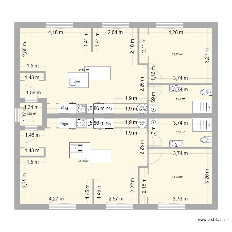 Trélécan - 2er. Plan de 7 pièces et 111 m2