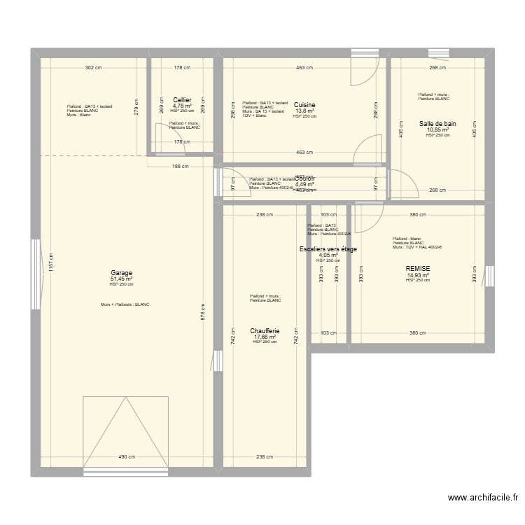 PLAN SOUS SOL WEBER. Plan de 8 pièces et 122 m2