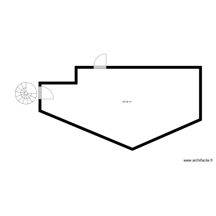 Bar sous sol st e. Plan de 1 pièce et 39 m²