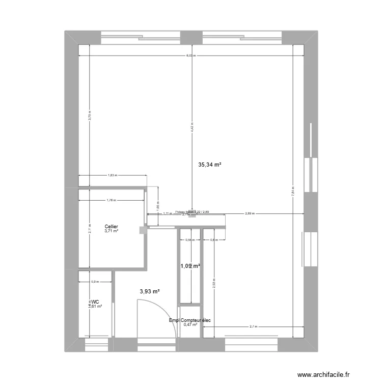 Maison A RDC. Plan de 6 Pièces et 46 m² Maison A RDC. Plan de 6 Pièces et 46 m²