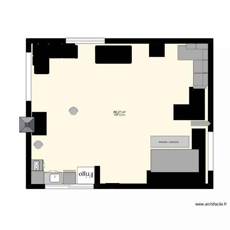 Andree Morin. Plan de 1 pièce et 66 m²