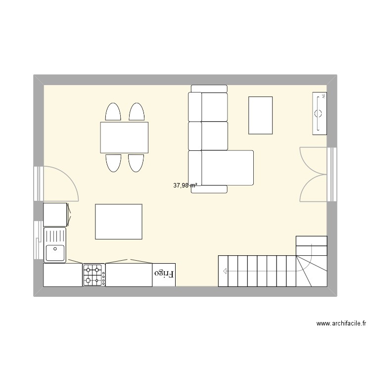 Fiona. Plan de 1 pièce et 38 m2