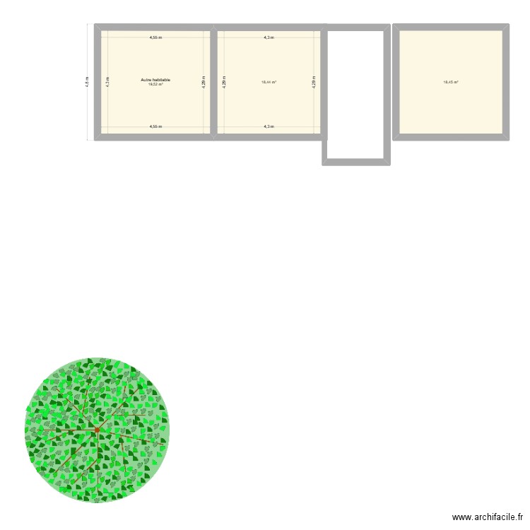 Dura ville 2. Plan de 3 pièces et 56 m2
