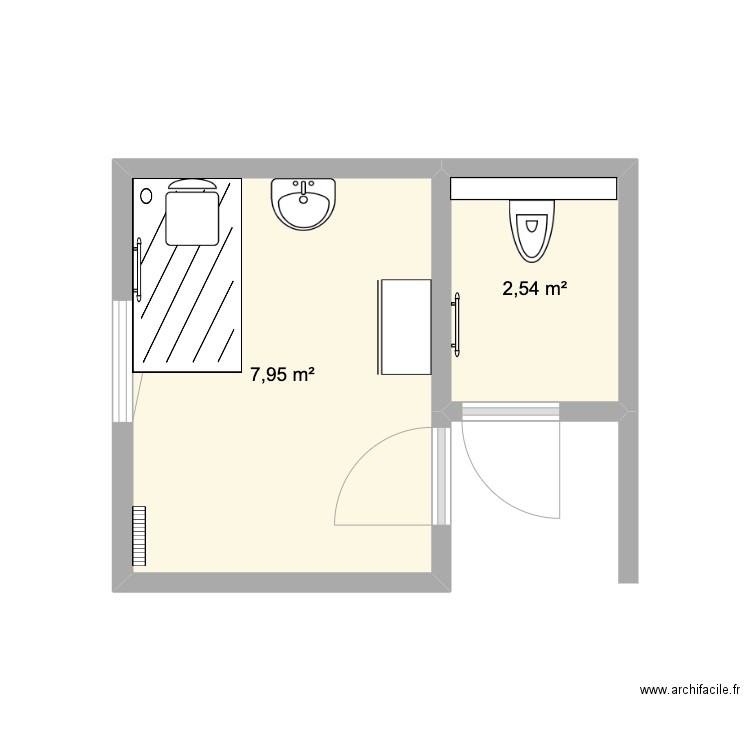 MAURY après. Plan de 2 pièces et 10 m2