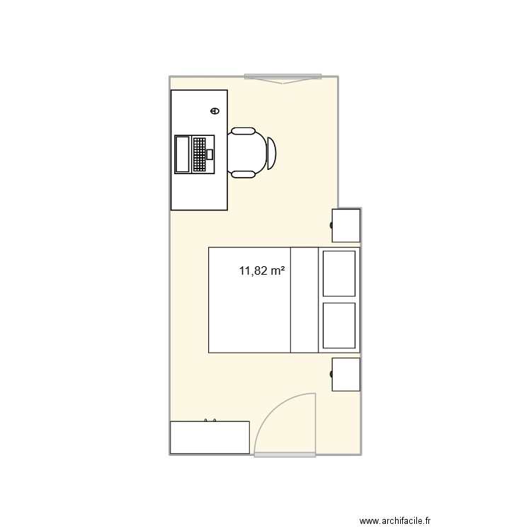 Chambre à coucher. Plan de 1 pièce et 12 m2