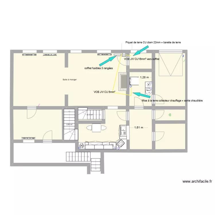 Rez-de-chauss&eacute;e plan de terre rdch. Plan de 