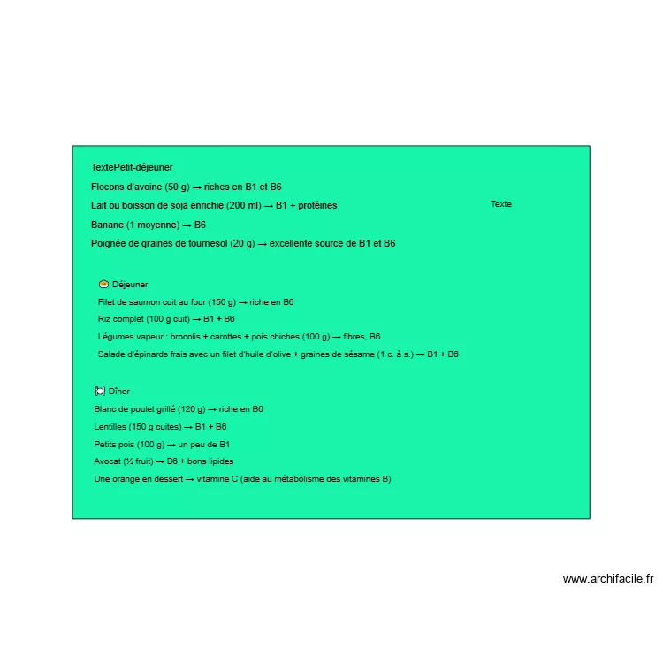 menu vitamine. Plan de menu vitamine. Plan de