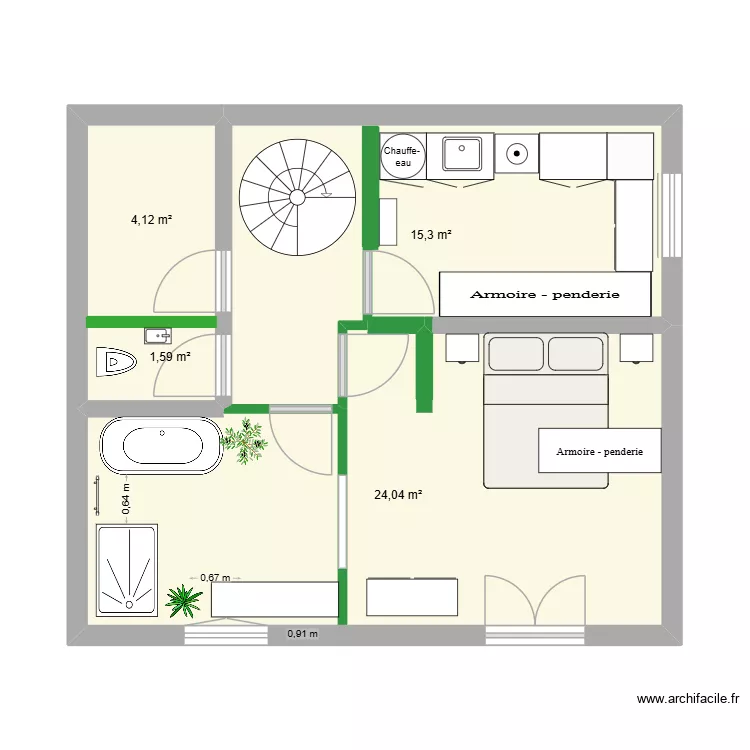 Monnetier RDJ. Plan de 4 Pièces et 45 m² Monnetier RDJ. Plan de 4 Pièces et 45 m²