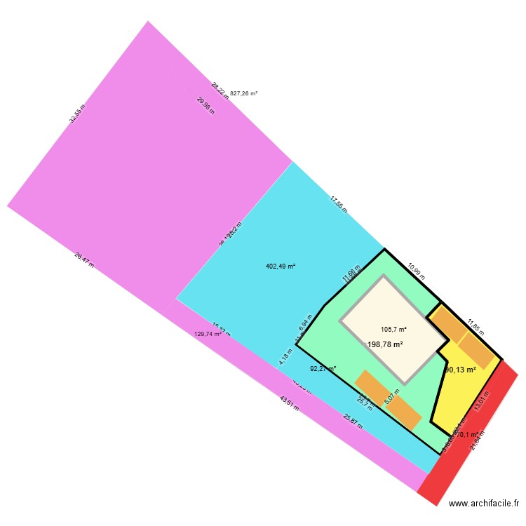 Plan Sete bonnes surfaces. Plan de 3 pièces et 511 m2