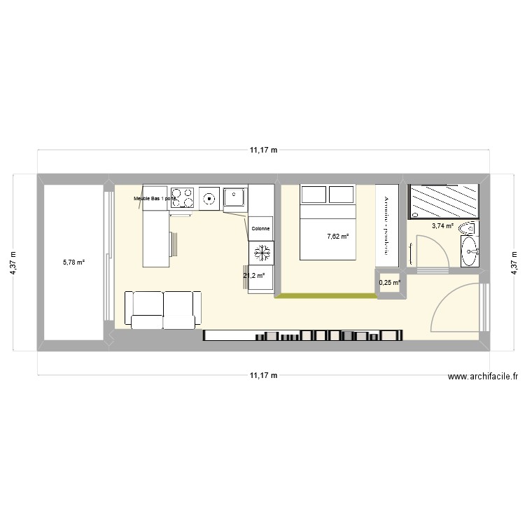 NICE TRACHEL Coté 2. Plan de 5 pièces et 39 m2