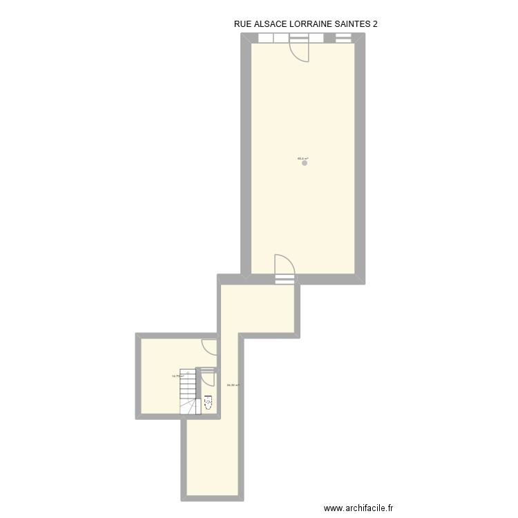 SAINTES 2. Plan de 3 pièces et 102 m2