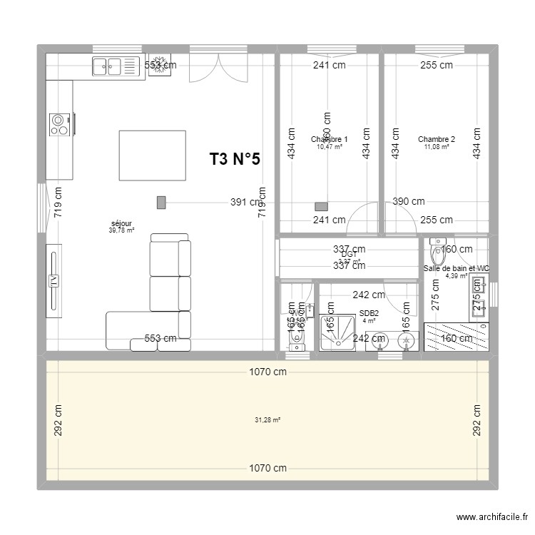 PROJET ST JOSEPH R-2 PROJET. Plan de 8 pièces et 106 m2
