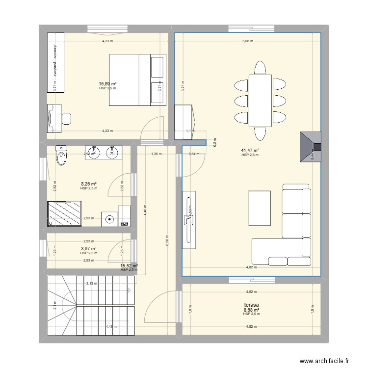 rusenje. Plan de 6 pièces et 93 m2