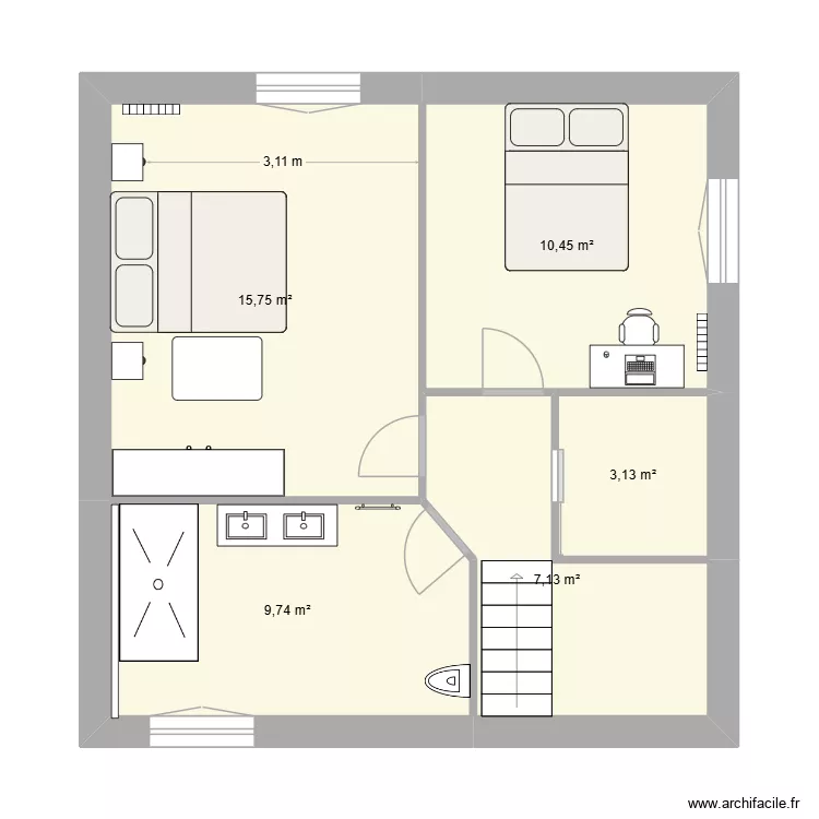 Ameublement Etage. Plan de 5 et 46 m² Ameublement Etage. Plan de 5 et 46 m²