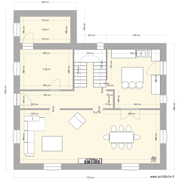 Joffre4. Plan de 3 pièces et 95 m2