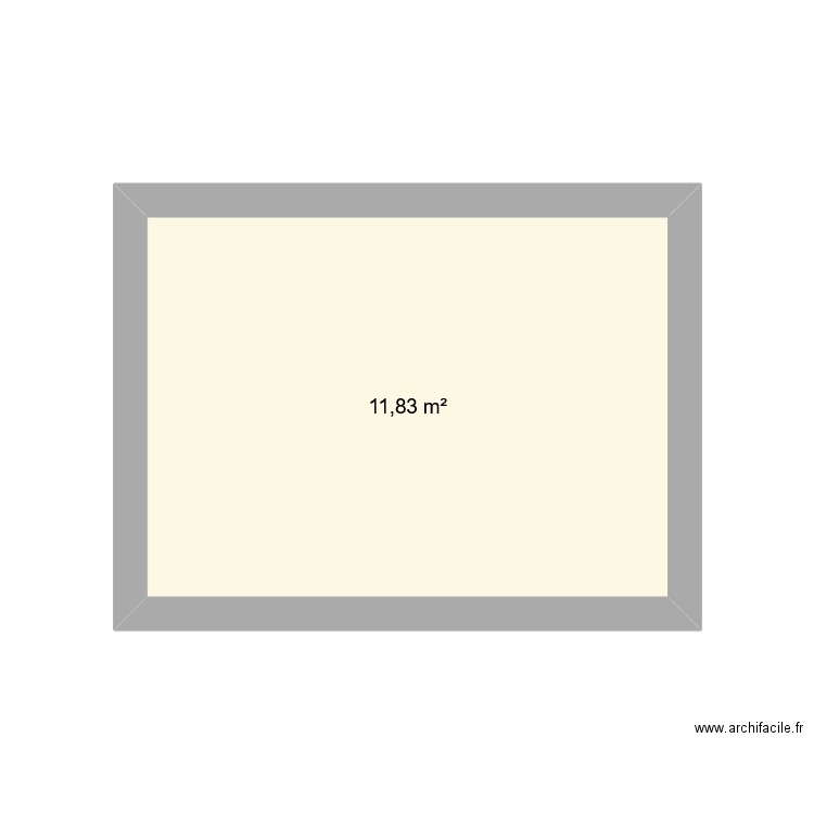 vue face. Plan de 1 pièce et 12 m2