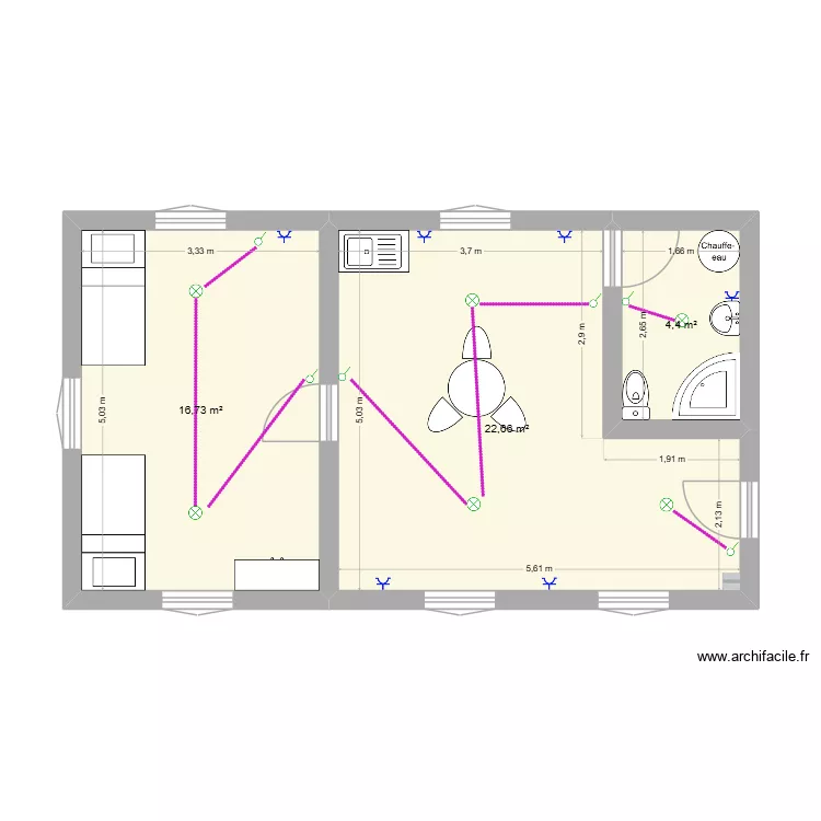 maison &eacute;lec. Plan de 3  et 44 m²