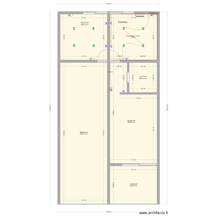 Vini Vini Papara. Plan de 6 pièces et 107 m2