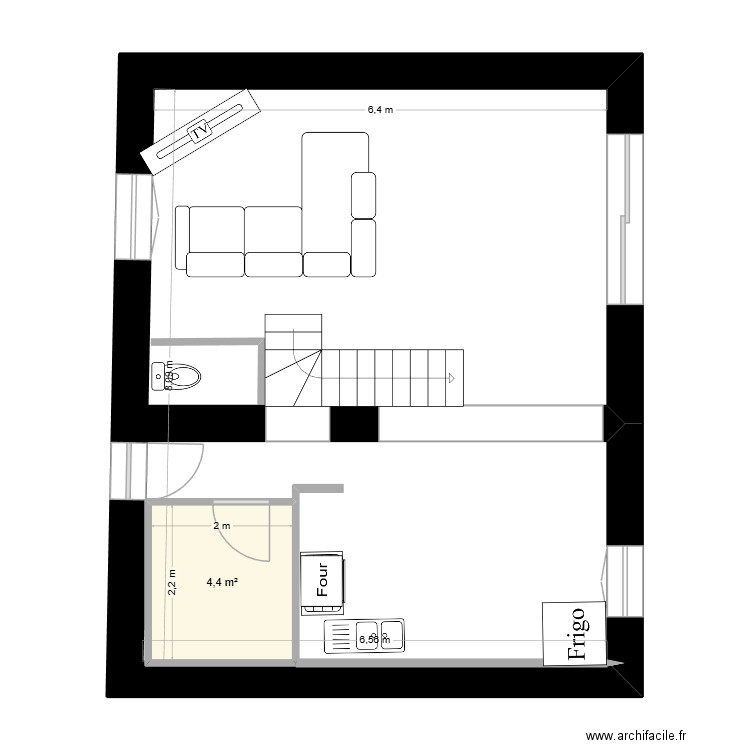 idee. Plan de 1 pièce et 4 m2