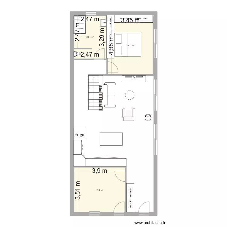 rdc. Plan de 3  et 37 m²
