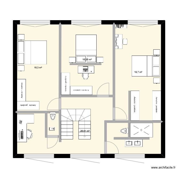 plan &eacute;tage. Plan de 0 pièce et 0 m2