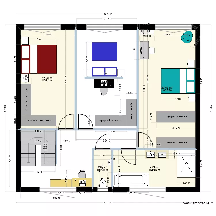 plan &eacute;tage. Plan de 4  et 48 m²