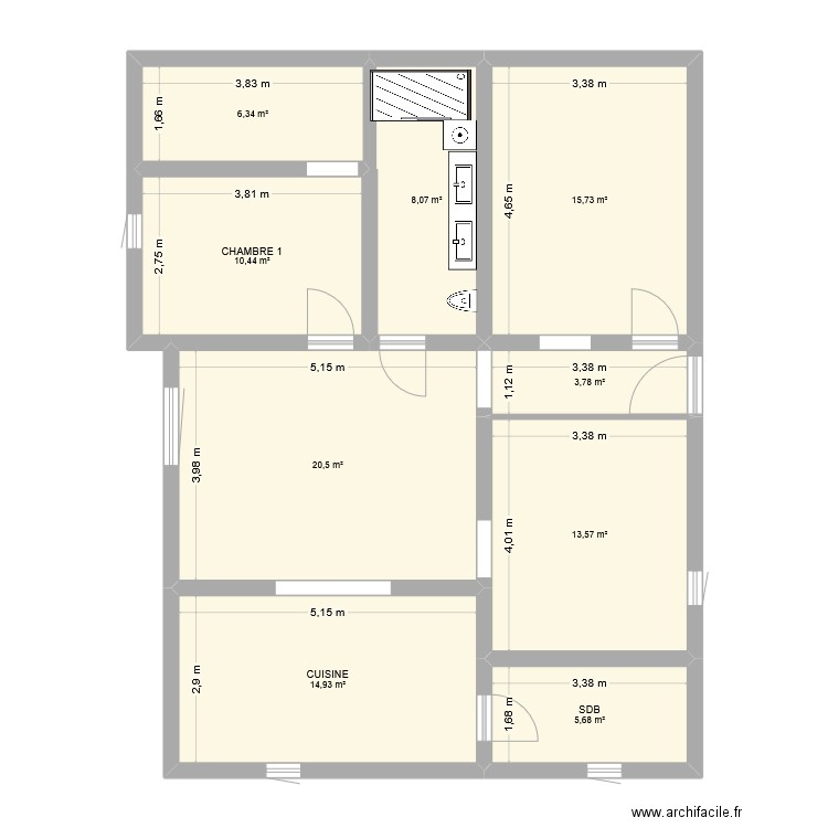 ROCBARON VIAGER. Plan de 9 pièces et 99 m2