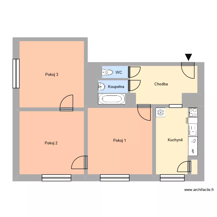Nerudova 403, byt 7. Plan de 11  et 76 m²