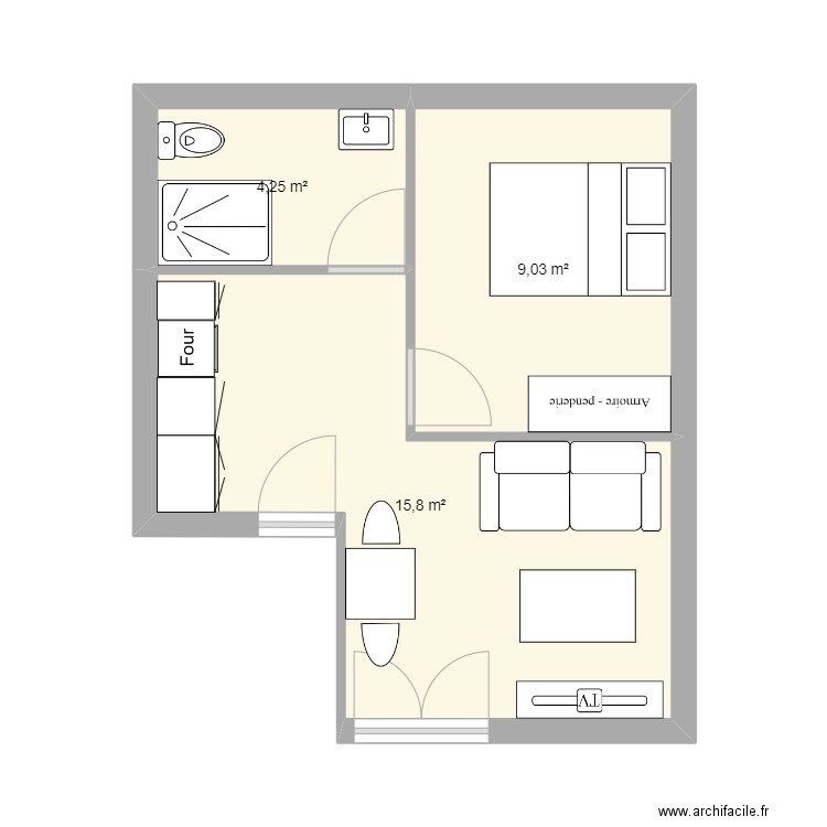 studio comble. Plan de 0 pièce et 0 m2