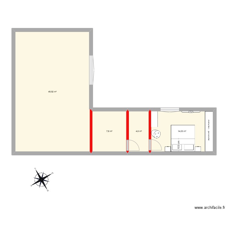 projet 3. Plan de 4 pièces et 76 m2