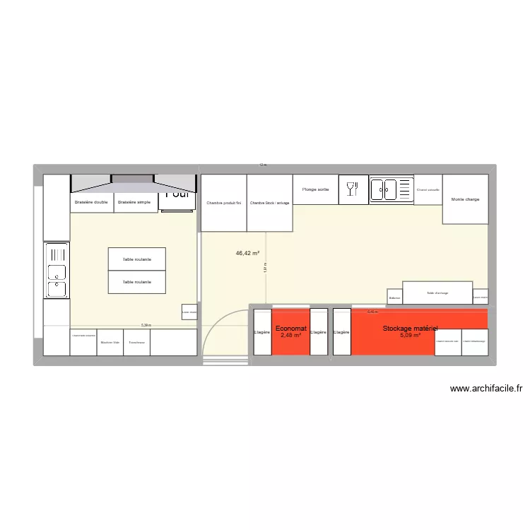Local Payerne-v3. Plan de 3  et 54 m²