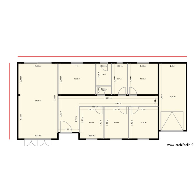 PLAN RDC ORIGINAL. Plan de 11 pièces et 137 m2