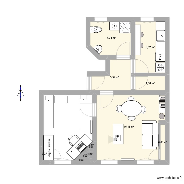 appart v2. Plan de 12 pièces et 31 m2