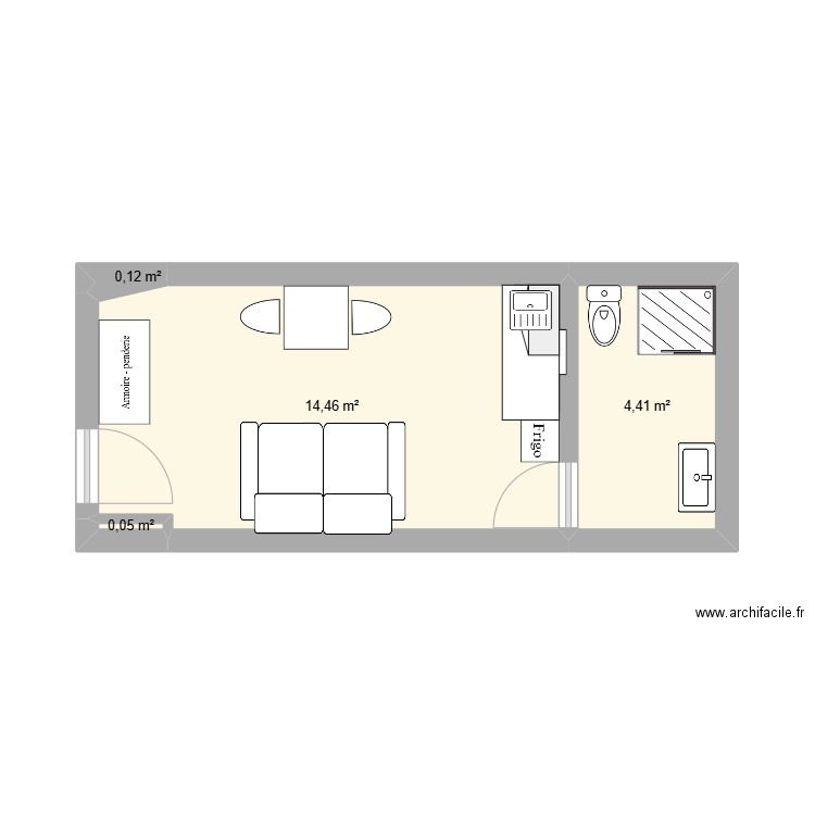 yanis studio. Plan de 4 pièces et 19 m2