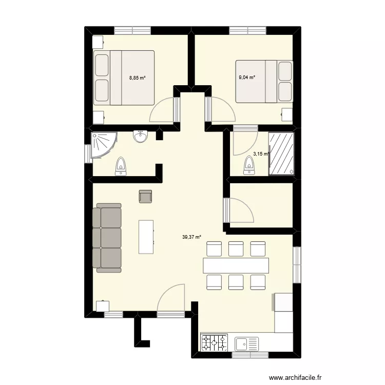 hebs fleury 2k26. Plan de 4 Pièces et 60 m²