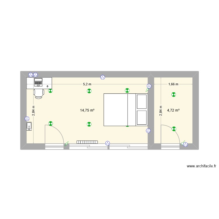 Marion Vieillard Bastide. Plan de 2 pièces et 19 m2