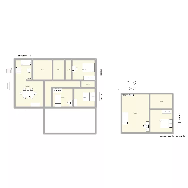 Chalais. Plan de 12  et 132 m²
