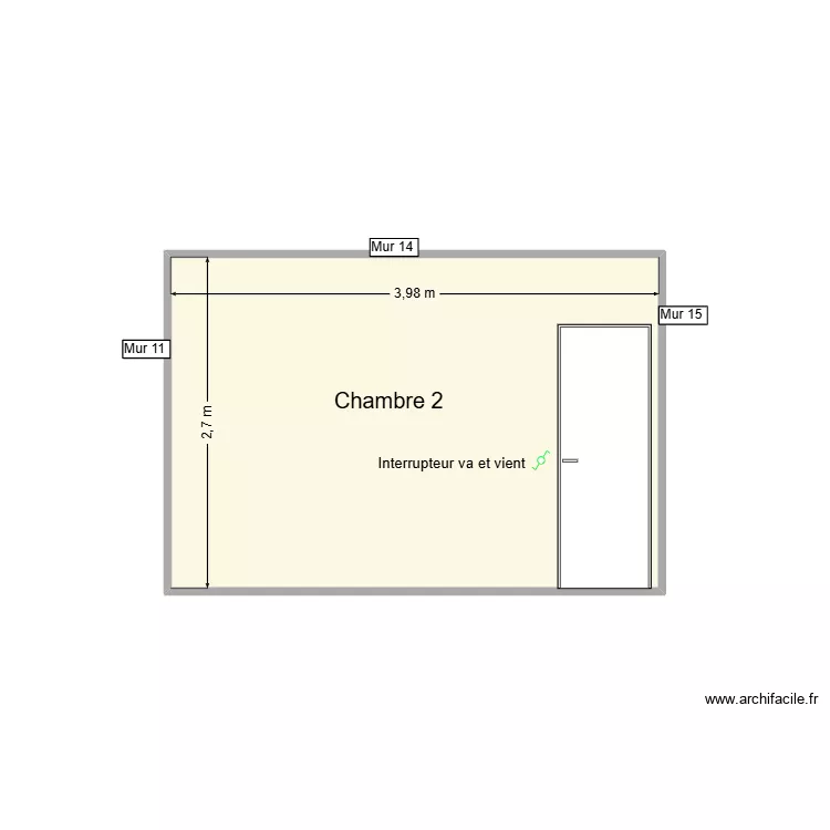 PC Chambre 2 - Mur 14. Plan de 1 et 11 m² PC Chambre 2 - Mur 14. Plan de 1 et 11 m²