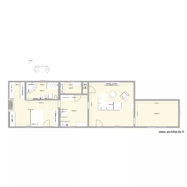 maison maulny. Plan de 7  et 96 m²