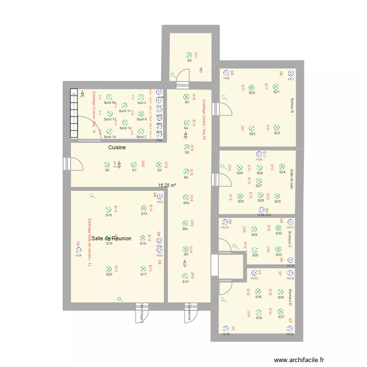 AMP D&eacute;pannage - 1 ER ETAGE. Plan de 9  et 60 m²