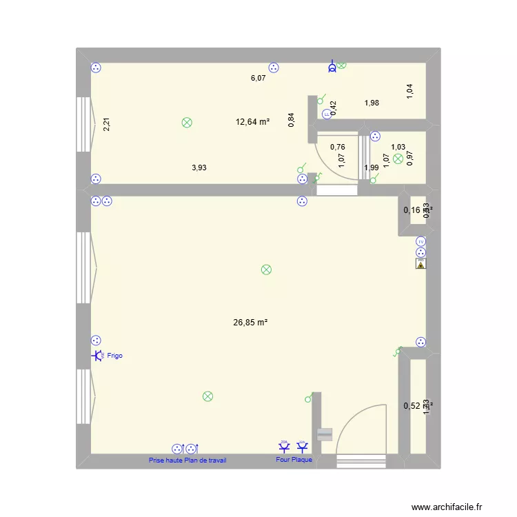 Plan d'implantation &eacute;lectrique Appartement - Aissa. Plan de 4  et 40 m²